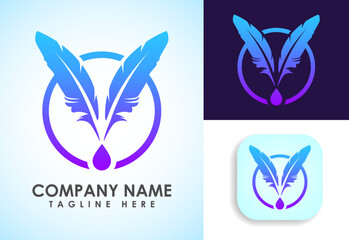Feather logo design vector template. Feather logo for a writer or publishers.
