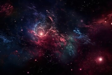 Fototapeta na wymiar vibrant cosmic space with stars and colorful dust clouds. Generative AI