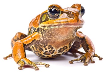 Naklejka premium Close-Up View of a Frog on a White Background. Generative AI