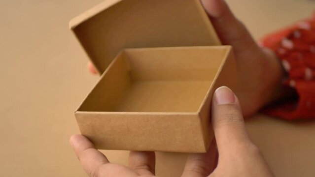  women open a empty small gift box 