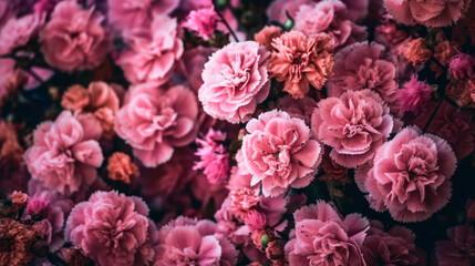 Pink Flowers wallpaper flat lay Generative AI
