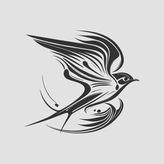 Obraz premium swallow bird illustration vector. retro bird style illustration. bird vector illustration.
