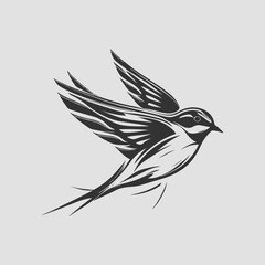 swallow bird illustration vector. retro bird style illustration. bird vector illustration.