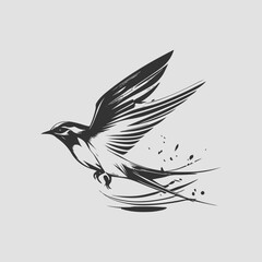 swallow bird illustration vector. retro bird style illustration. bird vector illustration.
