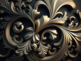 Abstract baroque style ornaments background design. Detailed ornaments with realistic shading.