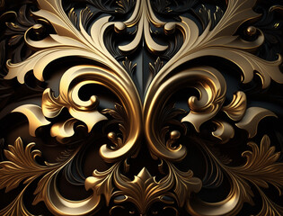 Abstract baroque style ornaments background design. Detailed ornaments with realistic shading.