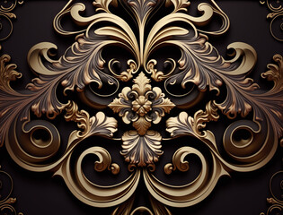 Abstract baroque style ornaments background design. Detailed ornaments with realistic shading.