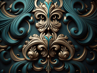 Abstract baroque style ornaments background design. Detailed ornaments with realistic shading.