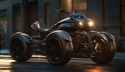 Futuristic Hi-tech wheel motorbike. Based on Generative Ai.