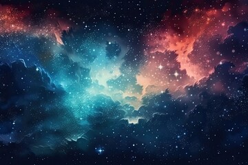 Obraz premium mesmerizing night sky with shimmering stars and sweeping clouds. Generative AI