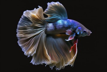 Fototapeta premium one betta fish swimming with its tail. Generative AI