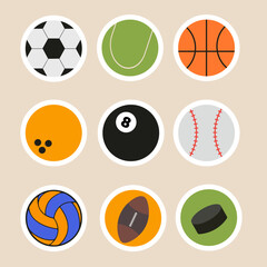 Fototapeta premium Sports balls stickers set vector