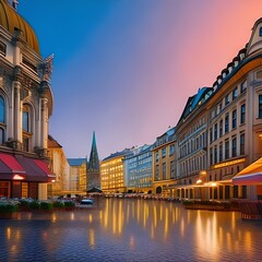 Fototapeta premium digital painting of Vienna city landscape, Vienna cityscape painting illustration