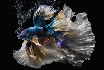 one betta fish swimming with its tail. Generative AI