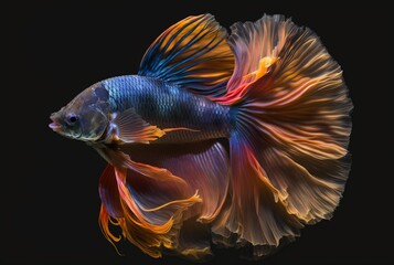 Fototapeta premium one betta fish swimming with its tail. Generative AI