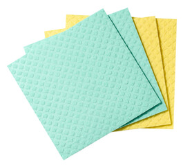 Square sponges for the kitchen and home on a white isolated background