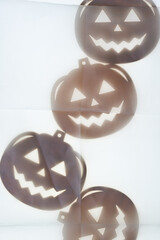 background with silk screen gauze and jack o lantern halloween ornaments