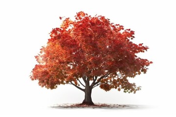 vibrant red-leaved tree on a clean white background. Generative AI