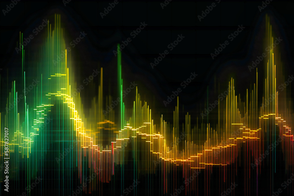 Aufkleber an intricate candlestick graph chart representing the trends and patterns in stock market investment