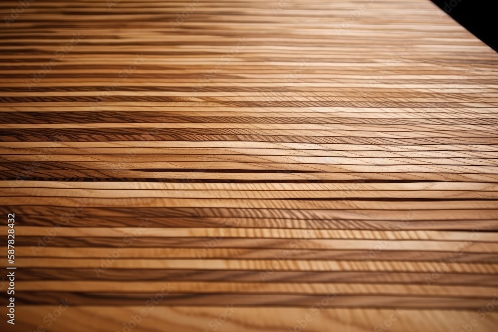 Poster close-up view of a wooden table surface with natural textures and patterns. generative ai