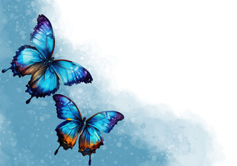Decorative watercolor grunge butterflies for your design. Hand drawn colorful butterflies with stains and drops of paint.