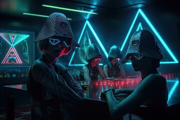Neon Triangle Cult: Unraveling the Mysteries of an Alien Sect. Generative AI.