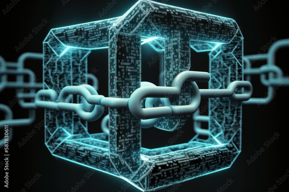 Aufkleber abstract digital chain or circuit. blockchain concept. ai generated