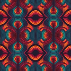 Fototapeta premium Seamless Groovy Geometric Shapes in Bold Colors with a Retro 70s Style