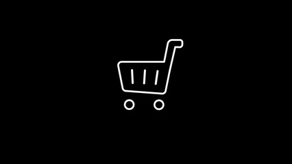 Shopping cart animated icon 4k isolated on black background