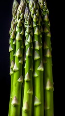 Asparagus seamless background with water drops, top view, flat lay. Generative AI