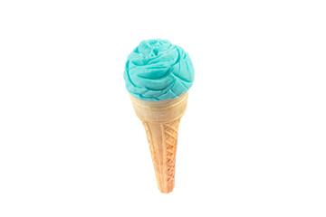 ice cream cone. Italian caramel ice cream in cone on white background with clipping path.