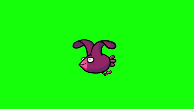Flying violet chicken - loop on green screen. Dark bird good for any background and any use. 
