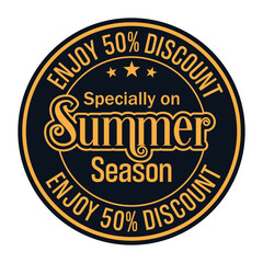 summer sale badge, summer special offer, limited offer seal, label, sticker, tag vector illustration, 50 percent discount only for summer time, special offer for summer time
