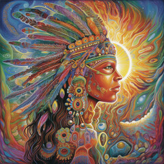 shaman women spiritual portrait - by generative ai