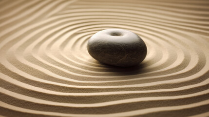 Fototapeta na wymiar zen stones on sand garden - by generative ai