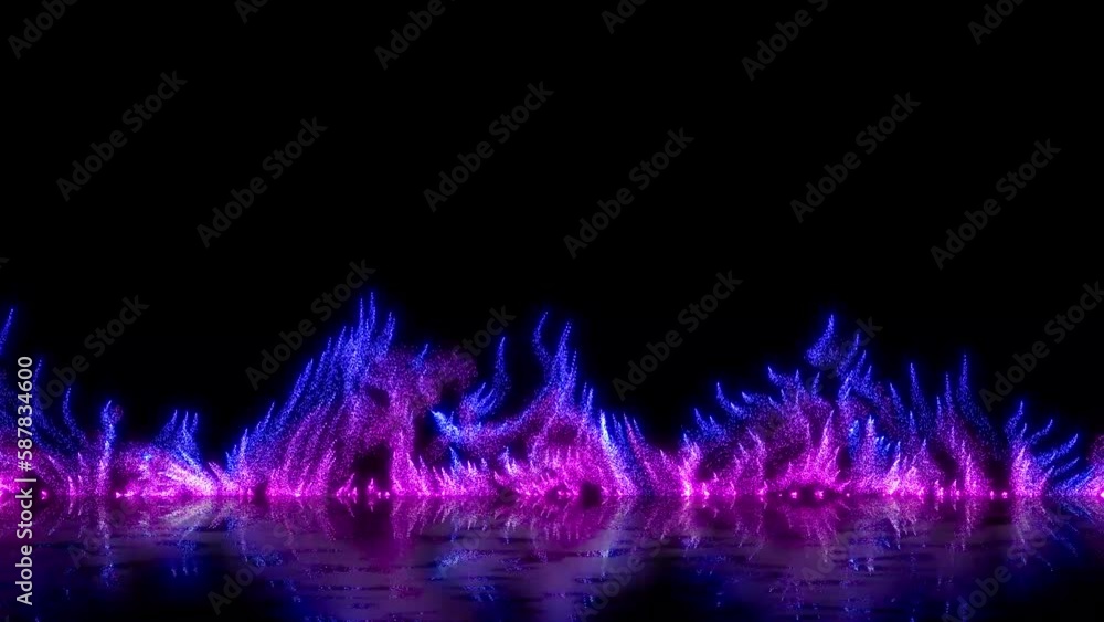 Poster beautiful abstract background of glowing dots on a black background. glowing dots flying up. reflect