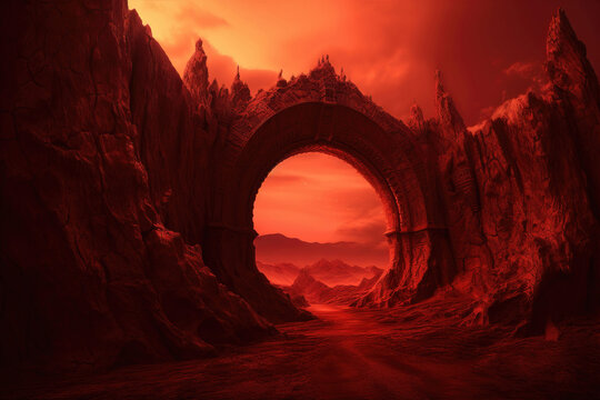 Abstract hell gates. sketch art for artist creativity and inspiration. generative AI	
