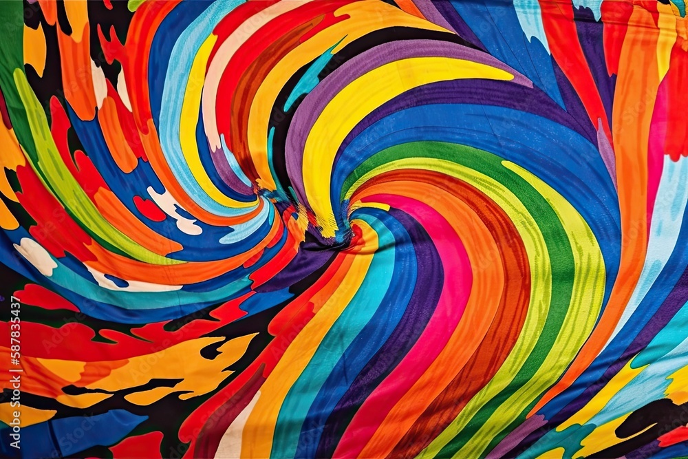 Aufkleber illustration of an abstract multicolored painting with a spiral pattern. generative ai