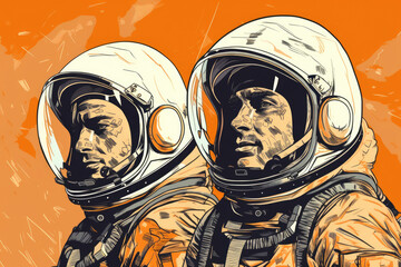 Illustrations of astronauts.