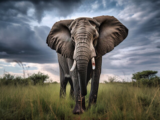 Obraz na płótnie Canvas Majestic Elephant in the Savanna - generative ai