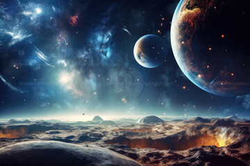 Universe scene with planets stars and galaxies in outer space showing the beauty of space exploration.