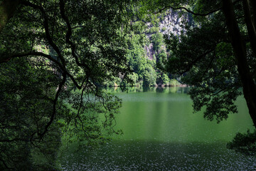 The peaceful Lagoa Do Congro is located at the end of an easy hike in the island of Sao Miguel in the Azores, Portugal