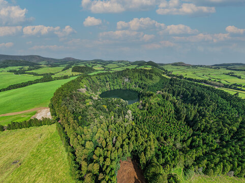 The peaceful Lagoa Do Congro is located at the end of an easy hike in the island of Sao Miguel in the Azores, Portugal