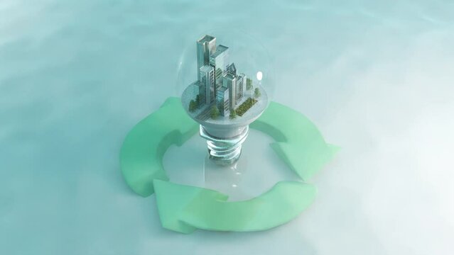 Ecological city and light bulb.
