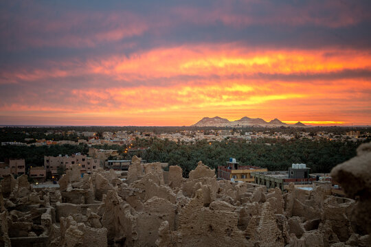Sunrise from Shali Castle in Siwa, Egypt
