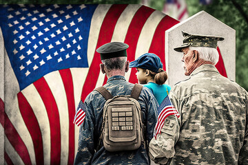 Memorial day service, patriotism, sacrifice, honor, remembrance, veterans, fallen soldiers, american flag, national anthem, parades, military service, gravesites, wreaths, a moment of silence - obrazy, fototapety, plakaty