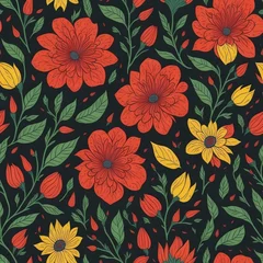 Fototapeten Seamless pattern with flowers © Gaston