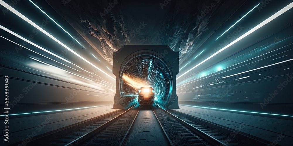 Poster for use as a sci-fi and technologically innovative advertisement or wallcovering backdrop, a speed l