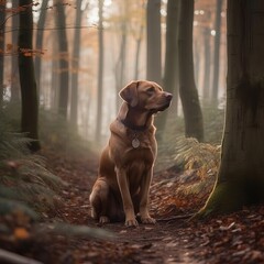 dog in the woods, generative ai.