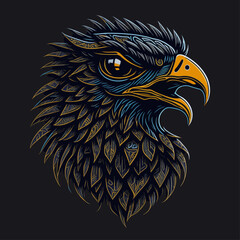 Eagle head emblem vintage ornamental design. Medieval logo. Print design. t-shirt design.